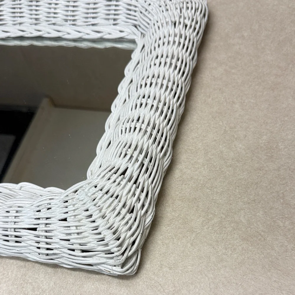 White Wicker Wall Mirror
